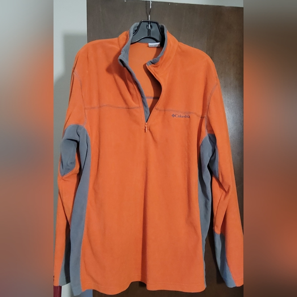 Columbia Vibrant Orange and Gray Half-Zip Pullover